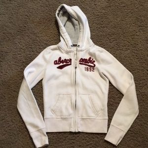 Abercrombie off white hooded sweatshirt/jacket w/pockets Sz M